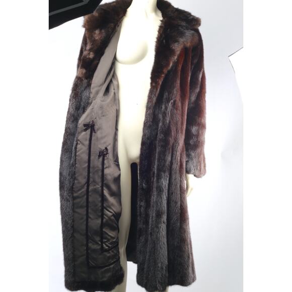 Vintage Hollywood Furs Dark Brown Long Mink Fur Winter Coat Women’s Size S Warm - Picture 14 of 16